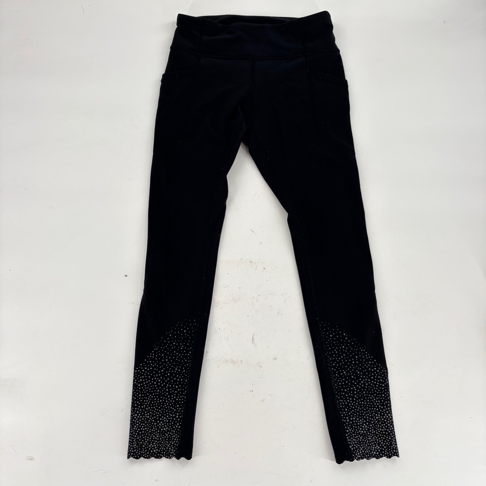 lululemon Leggings black 4 with Silver Accents running activewear pants